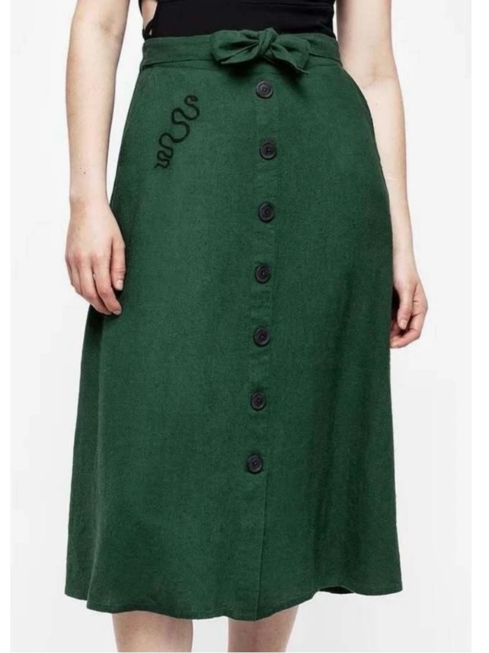Disturbia Baslisk Linen  Button Up Midi Skirt 12